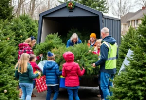 Families participating in Christmas tree recycling in Metro Atlanta