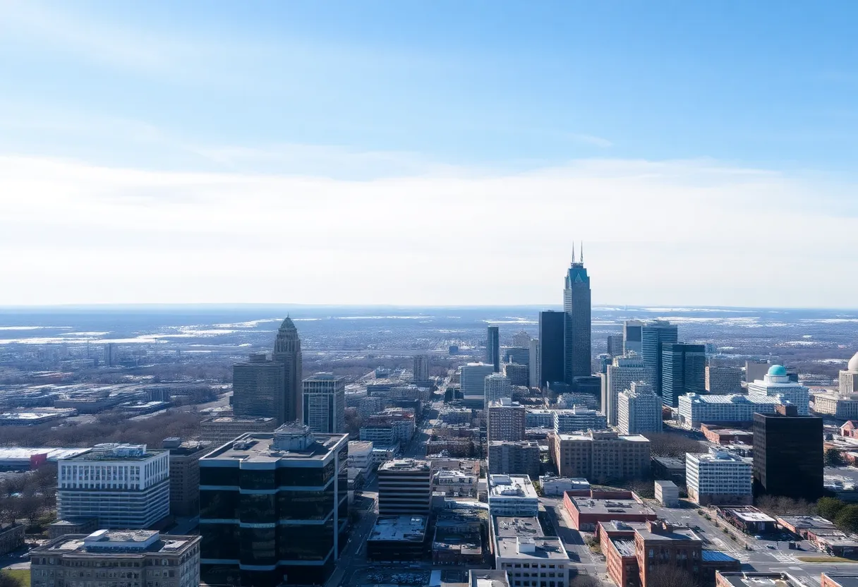 Sky view of Atlanta during winter with no snow