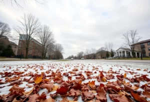 Winter scene in Atlanta depicting cold weather before a cold front