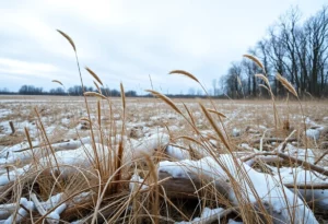 Colder winter weather landscape in Georgia