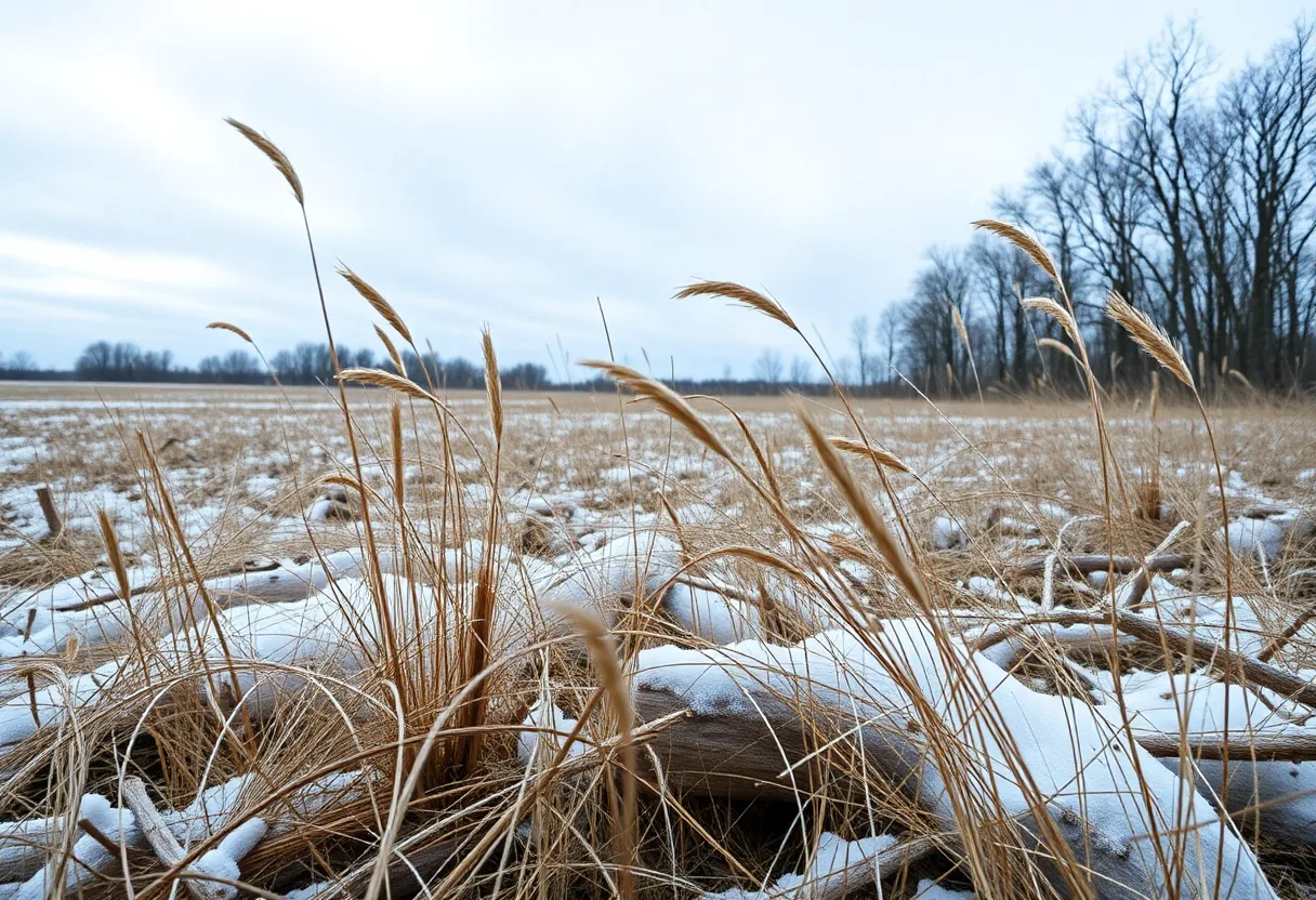 Colder winter weather landscape in Georgia