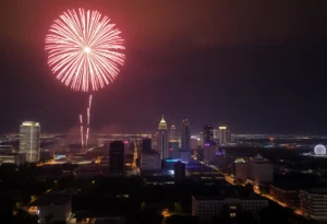 Fireworks and digital peach light up Atlanta's skyline during Countdown Over ATL