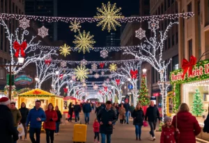 Families enjoying festive activities in Atlanta during the holiday season.