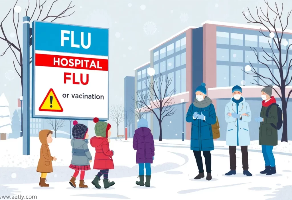 Children receiving flu vaccination at a hospital in Georgia during the flu season.