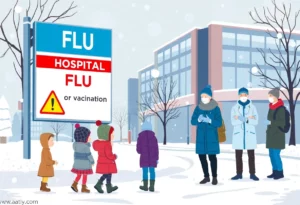 Children receiving flu vaccination at a hospital in Georgia during the flu season.