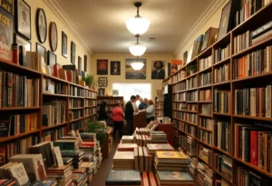 Interior of Medu Bookstore with shelves of Black literature
