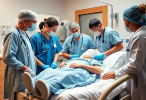 Medical staff providing care in an ICU setting