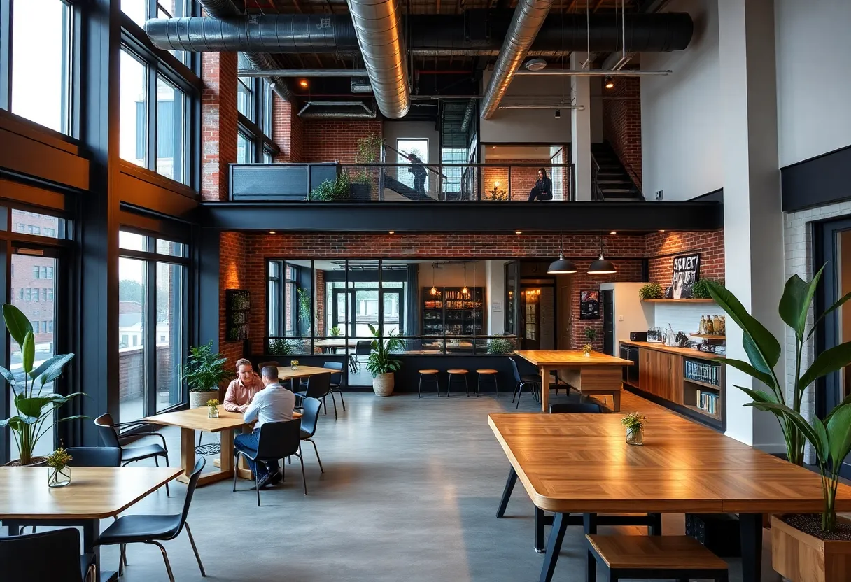 Interior view of Pittsburgh Yards showcasing coworking space and community atmosphere