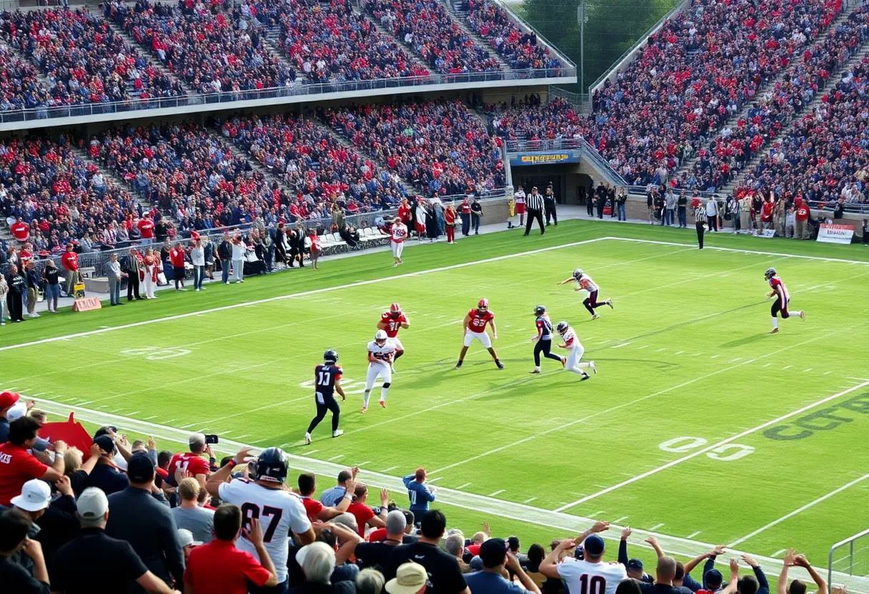 A thrilling moment from the Rams vs. Falcons football game.