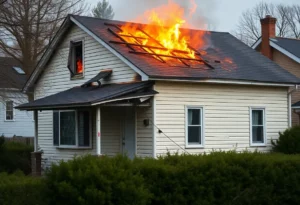 Damage to a house after a vehicle fire in Atlanta