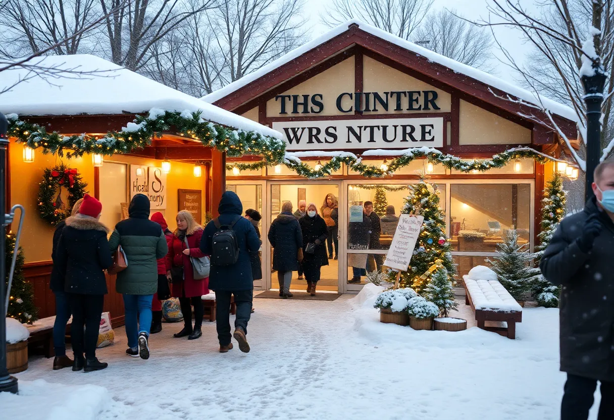 Individuals seeking warmth at a warming center in Atlanta