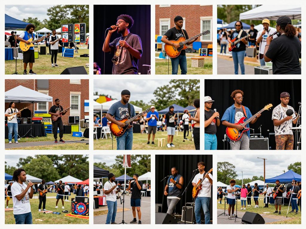 Community members engaging in music and art activities in Atlanta.