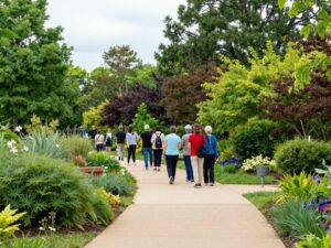 Participants exploring Atlanta Beltline Arboretum during a guided tour