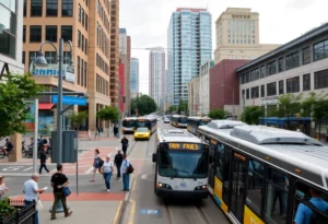 A view of Atlanta's urban landscape with transit systems
