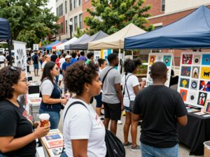 Crowd participating in community events in Atlanta
