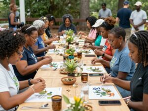 Community members engaging in wellness activities and workshops in Atlanta.