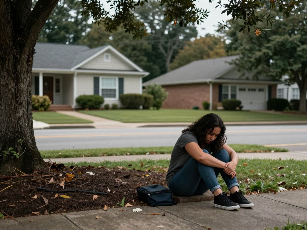 Scene depicting grief in the community following an Atlanta family tragedy.