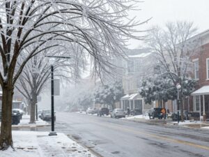 Atlanta street covered in ice during a winter storm