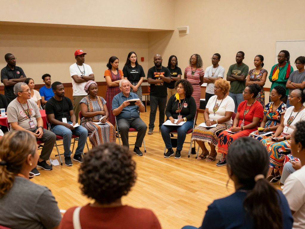 Community members sharing stories at the Atlanta Jewish Storytelling Festival