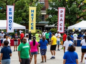 Community gathering in Atlanta for Martin Luther King Jr. Day celebration
