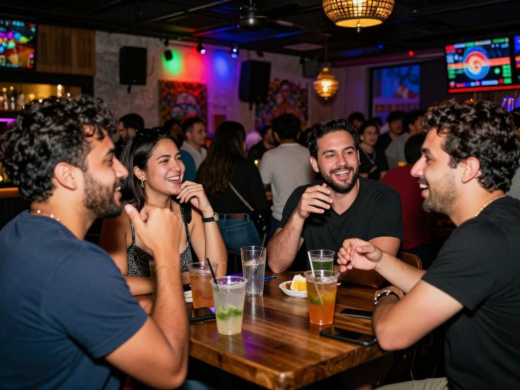 People enjoying nightlife at a bar in Atlanta