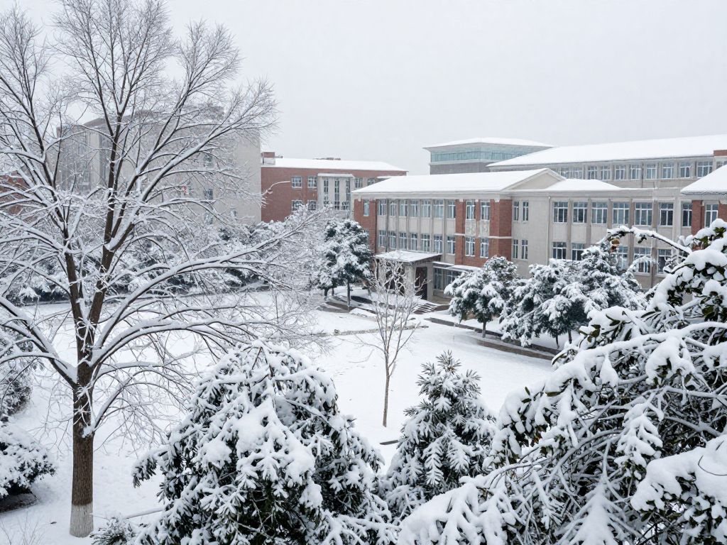 Snow-covered Atlanta University Center campus