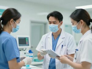 Healthcare staff at the Atlanta VA Medical Center responding to a Legionella infection scenario.