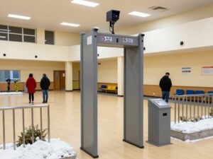 Central Park Recreation Center in Atlanta during winter with security measures visible