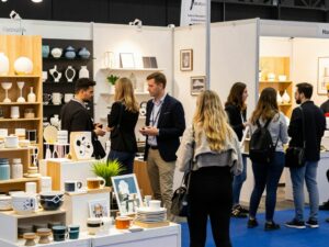 Vibrant trade show at Atlanta Winter Market featuring various gift and design products.