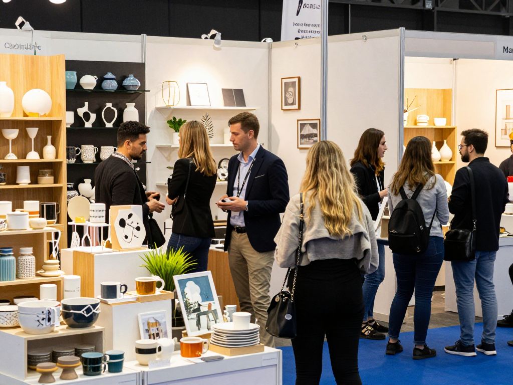 Vibrant trade show at Atlanta Winter Market featuring various gift and design products.