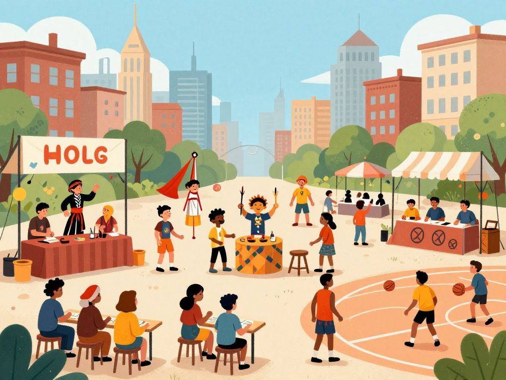Illustration of various community events in Atlanta.