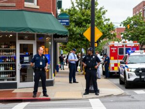Police and emergency services at the scene of a shooting in southeast Atlanta.