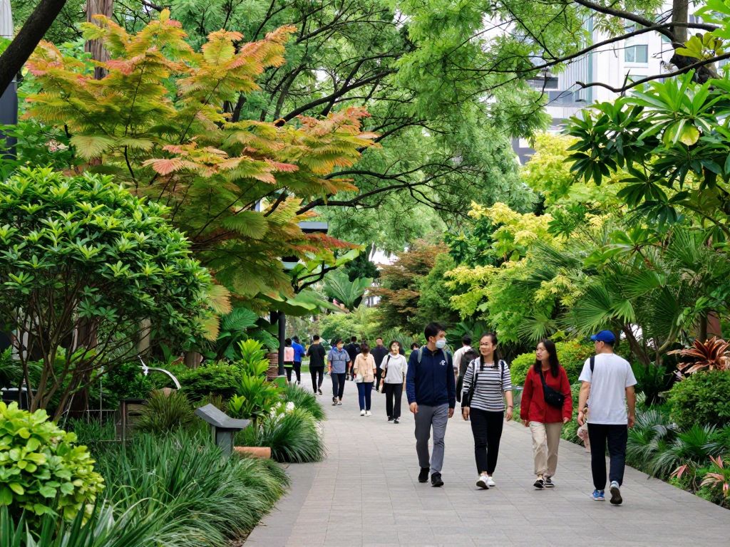 Participants strolling through the Atlanta BeltLine Arboretum on a tree tour