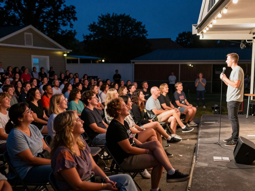 Audience enjoying a comedy performance at The Alley Stage in Marietta