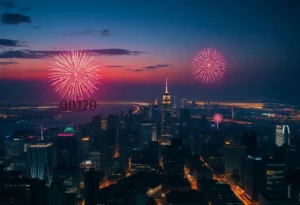 Fireworks and digital peach countdown over Atlanta's skyline