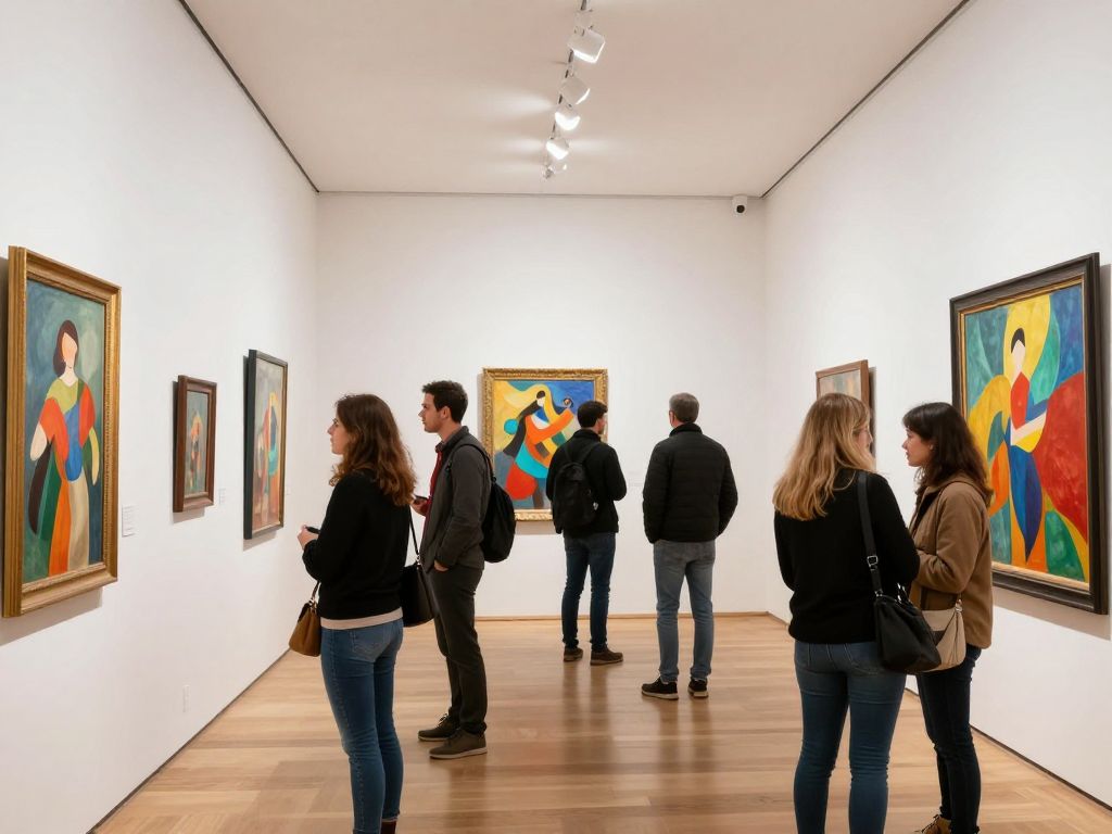 Visitors enjoying the Serendipity art exhibition at Cat Eye Creative Gallery in Decatur
