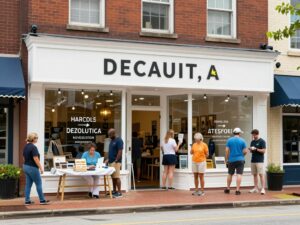 Small business storefront in Decatur, GA after renovations