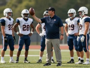 Football coach on the sidelines during a game