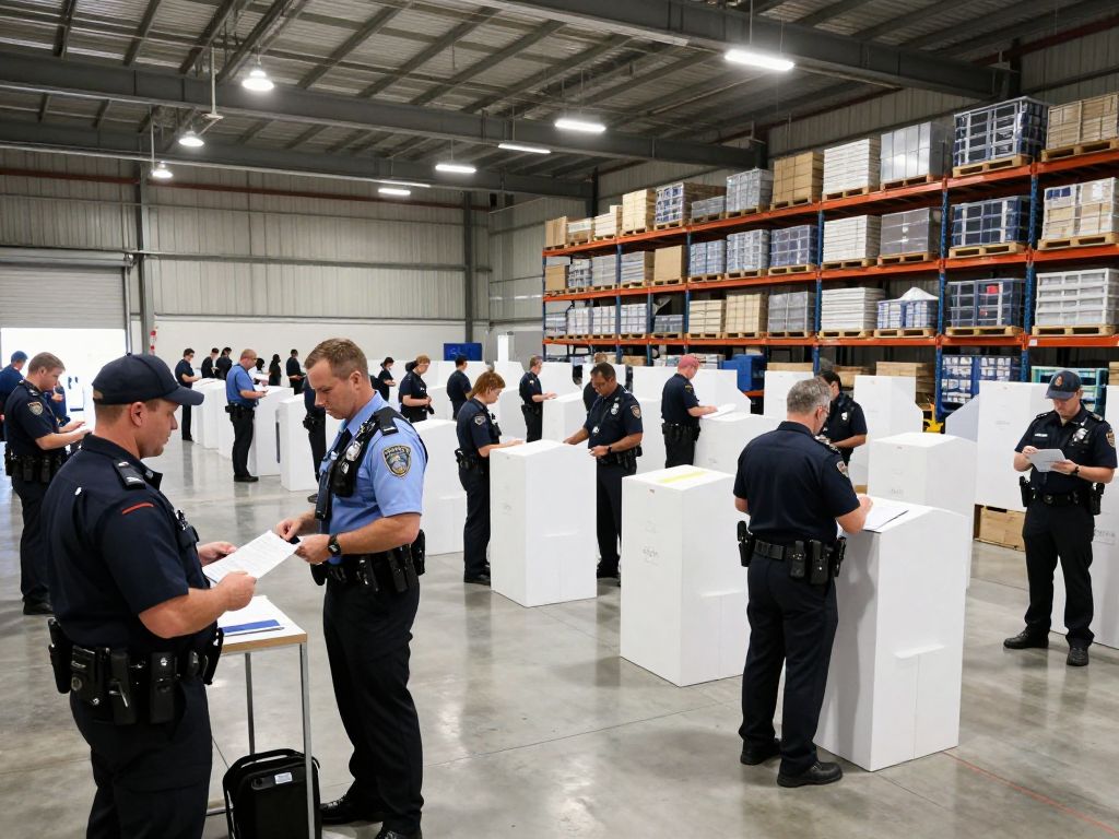 FBI agents executing a search warrant at an election facility