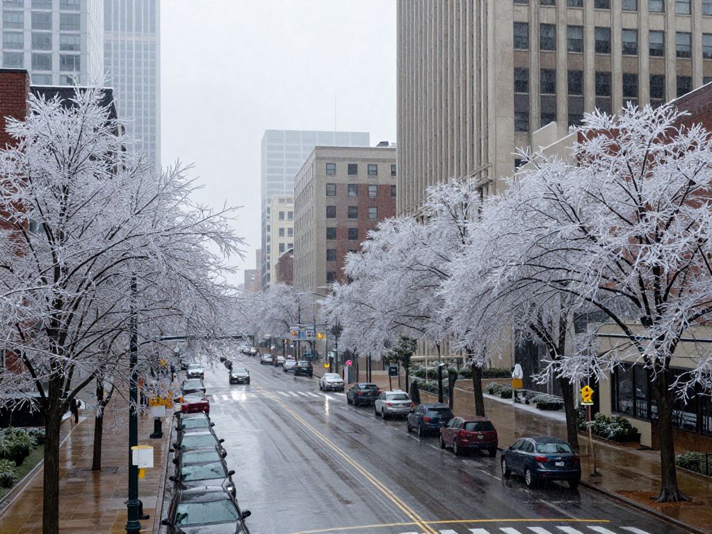 Icy streets in Atlanta due to freezing rain