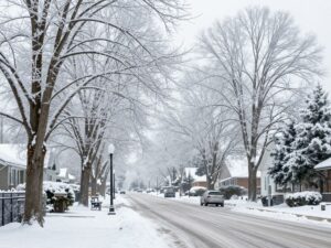 Icy landscape in North Georgia during frigid weather