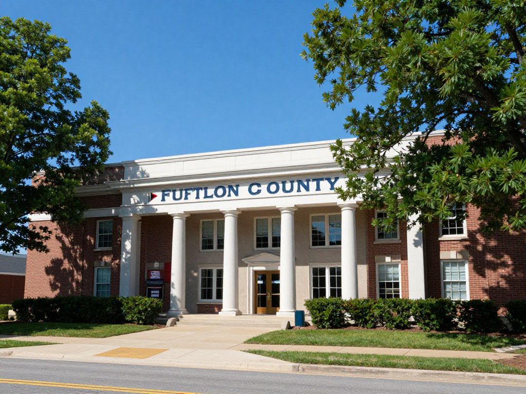 Exterior view of Fulton County election office in Union City, Georgia