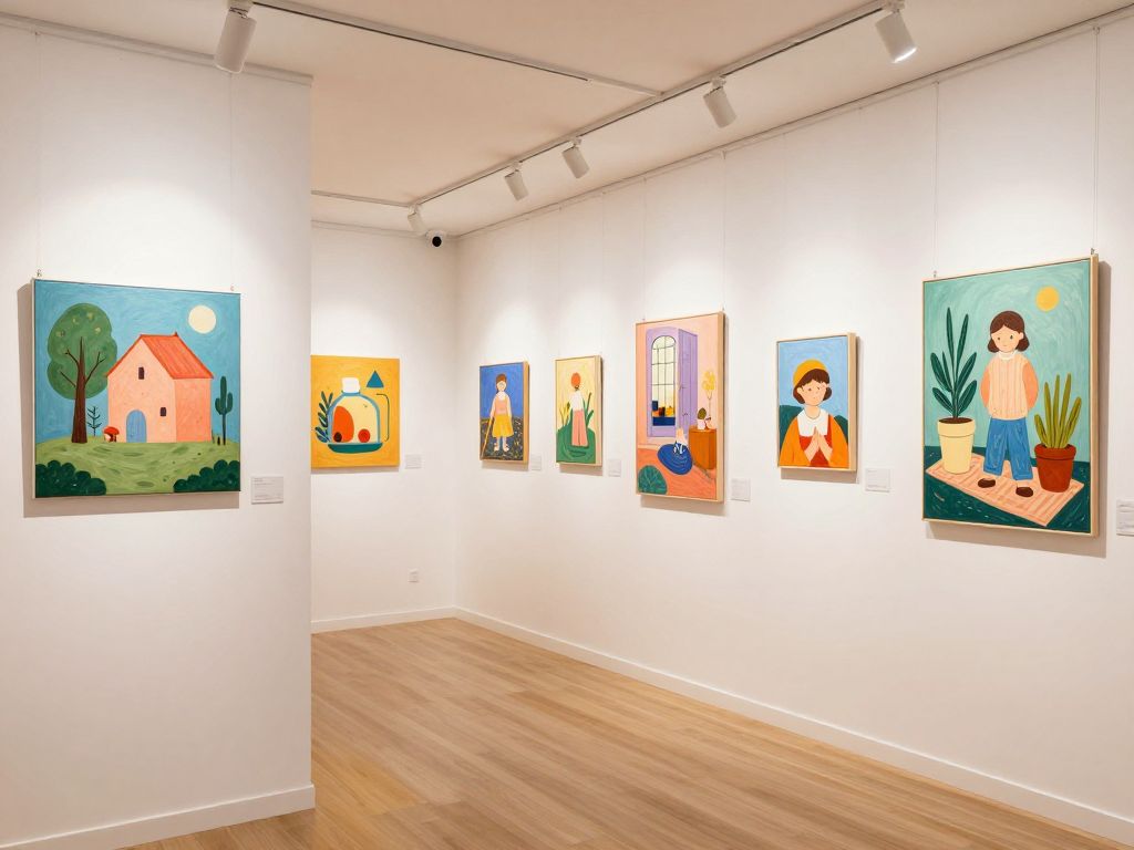 Artworks displayed at the Gail Vogels Retrospective Exhibition in Decatur, Georgia.