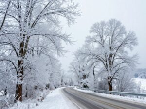 Winter landscape in Georgia after ice storm