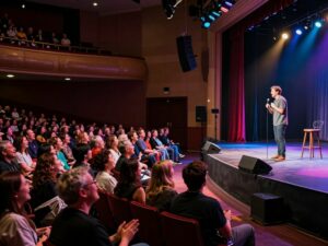 Audience enjoying a comedy performance at Atlanta Symphony Hall