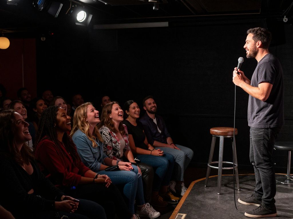 Audience enjoying a comedy show at Laughing Skull Lounge