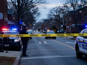 A police investigation scene in Lawrenceville, Georgia, at dawn