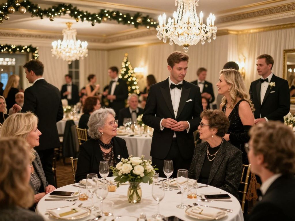 Community members enjoying the Legacy Charity Ball with decorations