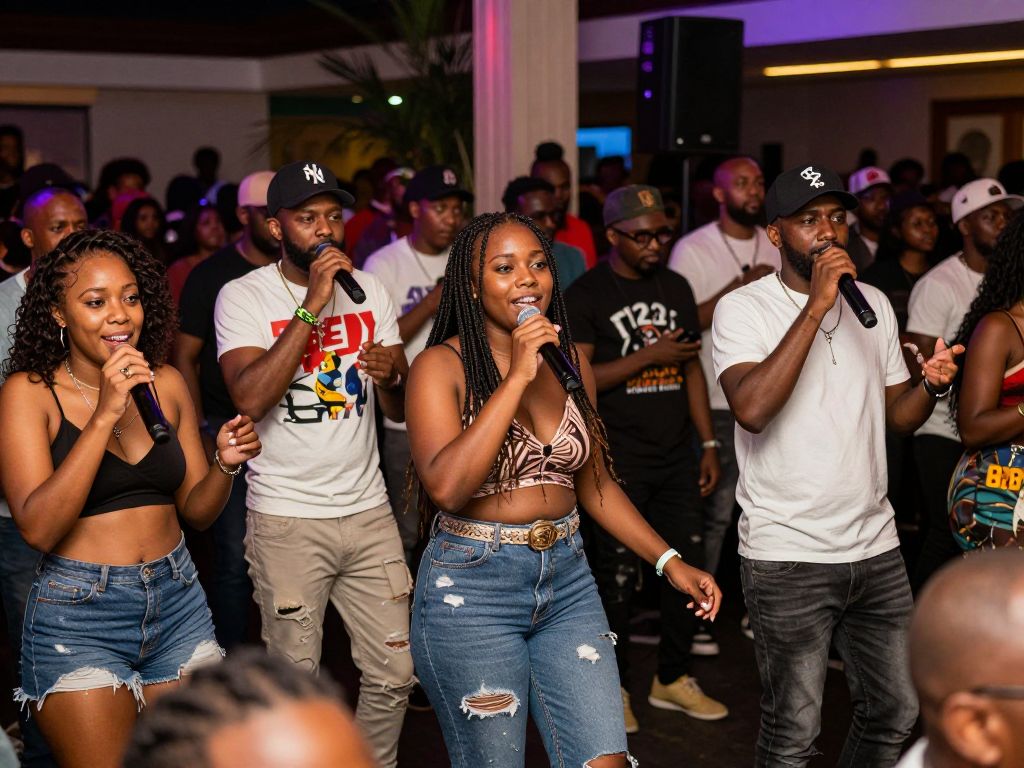 Audience enjoying a live R&B Go-Go music performance