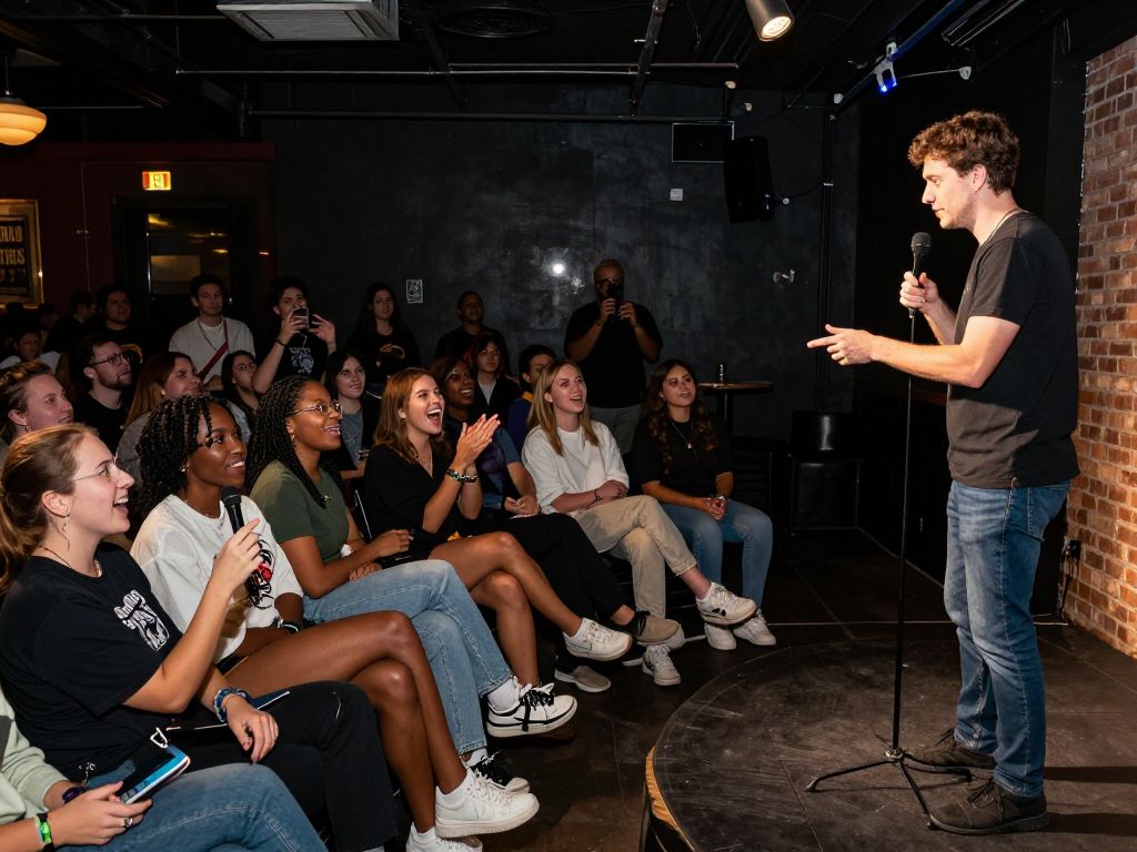 Audience enjoying a magic and comedy show at The Supermarket in Atlanta